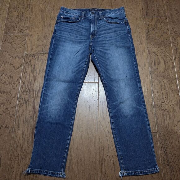 Lucky Brand 121 Jeans Mens 34x30 Slim Straight Distressed Denim Whiskered - Picture 1 of 10